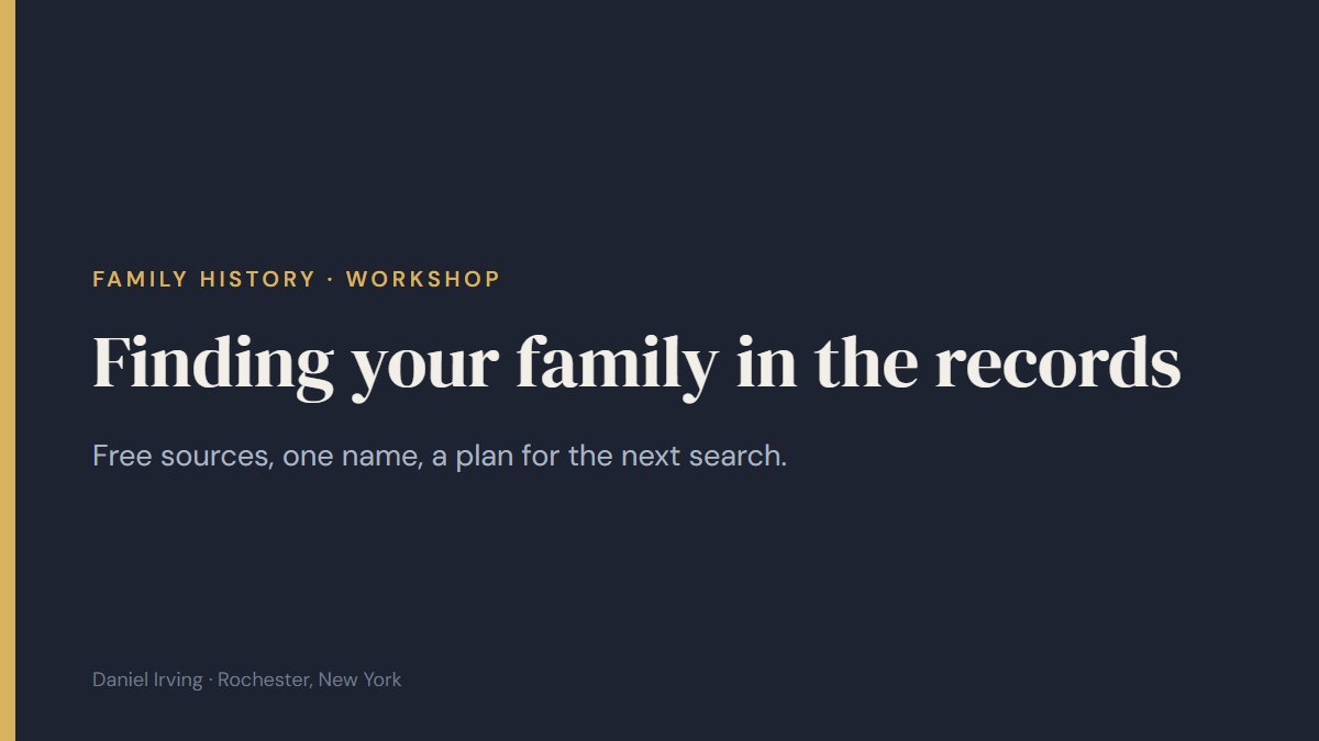 Workshop cover: Finding your family in the records